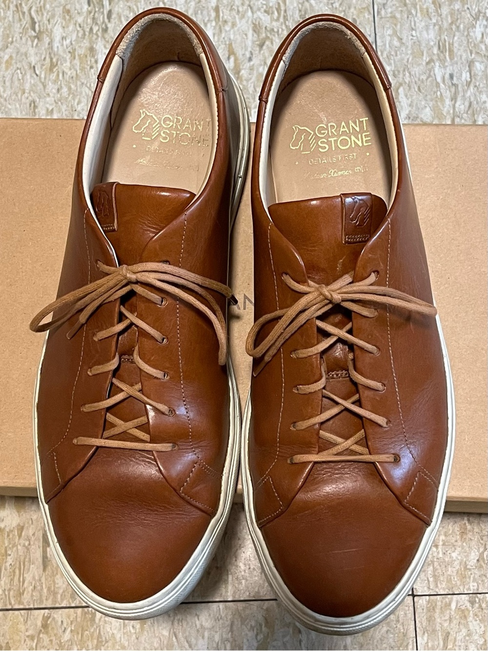 Granstone saddle Tan Minerva Leather Low-Top Sneakers - Picture 11 of 12